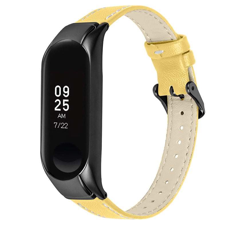 For Xiaomi Mi Band 7 Genuine Cowhide Leather Watch Strap Replacement Watchband with Black Watch Case For Xiaomi Mi Band 7 Genuine Cowhide Leather Watch Strap Replacement Watchband with Black Watch Case